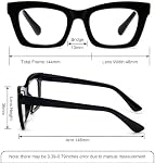 DXYXYO Ensemble de 3 Lunettes de Lecture Stylées pour Femmes, Lunettes Carrées Oversized avec Charnière à Ressort Bloquant la Lumière Bleue pour Femmes