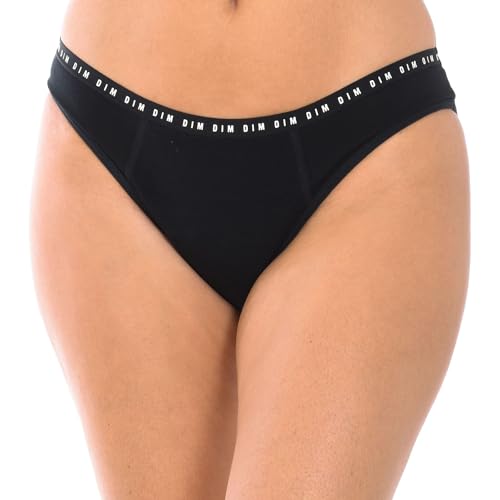 Dim Menstrual Clásico Coton Bio Flux Abondant Protect Braga, Negro, L para Mujer