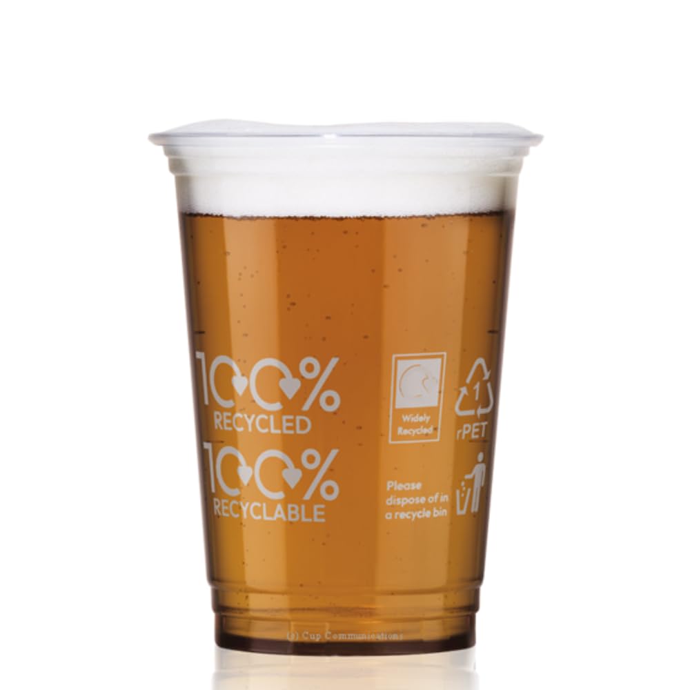 AIOS rPET 100% Recyclable and Recycled Plastic Half Pint-to-Rim. Capacity 284ml/10oz. Sleeve of 50