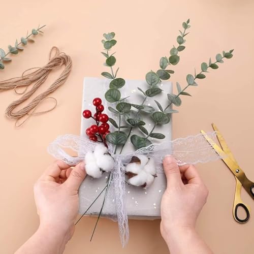 Image of HOMEVERSE 05pcs Artificial Faux Eucalyptus Stems with Fake Leaves, Artificial Greenery Eucalyptus Stems for Wedding Bouquet Centerpiece for Table Decoration (Vase Not Include - Green-05pcs)