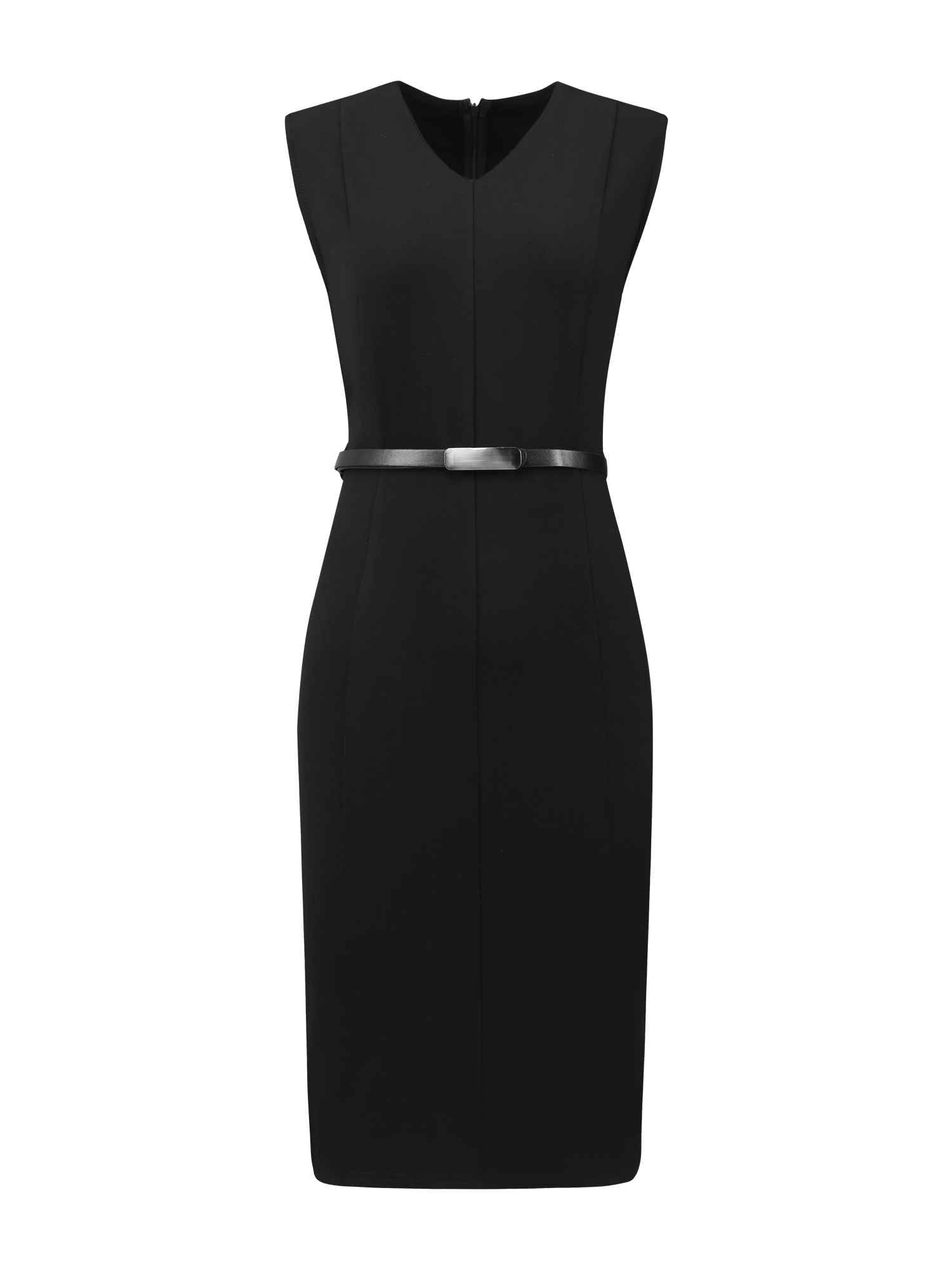 Womens Sleeveless 2026 Funeral Dress V-Neck Office Sheath Dresses with Belt
