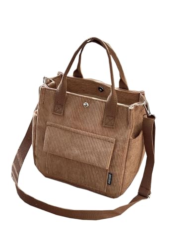Corduroy Multi-Pocket Tote with Adjustable Strap Mini Crossbody Bag with Magnetic Closure Lightweight Shoulder Purse
