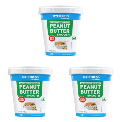 Image of MYFITNESS All Natural Peanut Butter Smooth 510g | 100% Roasted Peanuts | 25g Protein | Nut Butter Spread | No Added Sugar & Salt | No Palm Oil | Zero Cholesterol | Unsweetened Peanut Butter