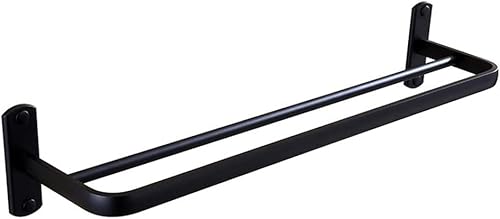 Bathroom Shelves Towel Bar Black Bathroom Double Towel Rack Space Aluminum Hanging Towel Bar European Double Pole Hotel Hardware Bathroom Accessories