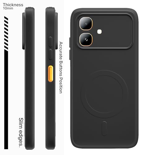 Image of Pikkme Back Cover for Infinix Smart 20 Soft Matte Silicone Mag-Safe Design (Mag-Safe Not Support) Camera Protection | Slim Fit Bumper Cover (Black)