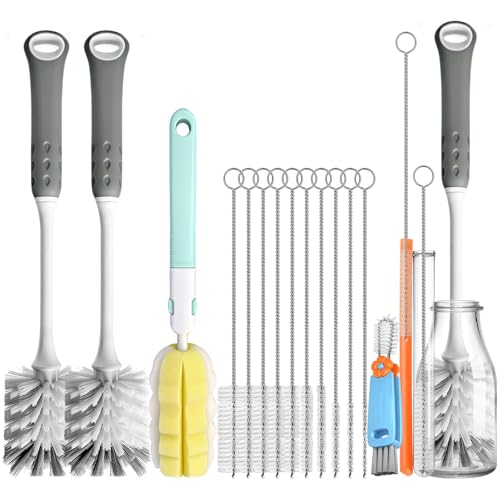 14Pcs Bottle Brush Cleaner Set, Long Handle Bottle Brushes, Sponge Brushes, 3-in-1 Water Bottle...