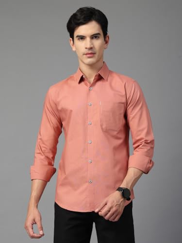 Image of Majestic Man Solid Cotton Casual Shirt - Slim Fit, Full Sleeves, Premium Button Closure