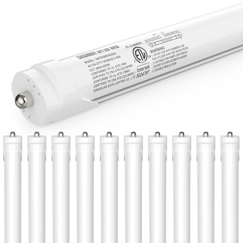 CNSUNWAY 8FT T8 LED Tube Lights 10 Pack 50W 6000K ColdWhite 5400LM Frosted