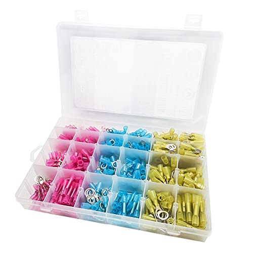 500PCS Heat Shrink Wire Connectors-Electrical Terminals Kit-Marine Automotive Crimp Connectors,Spade Butt Splices for Wiring