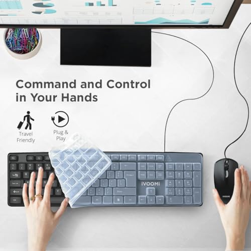 Image of iVOOMi Super Wired Keyboard and Mouse Combo, BIS Approved, Full-Size Layout with Numeric Pad, Spill Resistant, Rupee Key, for Win /Mac /Linux, BIS Approved, Included Free Keyskin - 1 Year Warranty