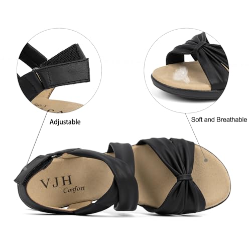 VJH confort Women’s Flat Sandals Comfortable Criss-Cross Bow Dressy Soft Straps Slip-on Flexible Summer Walking Sandals3