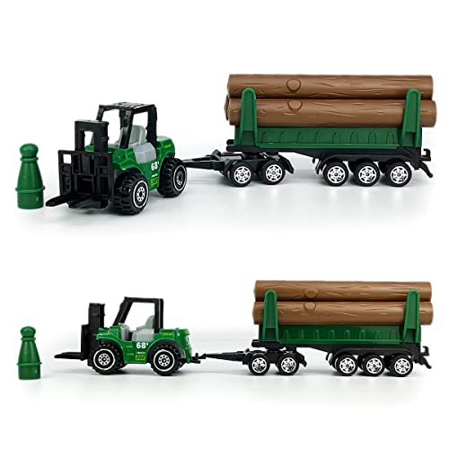 Kid's Farm Toys Tractor Trailer Trucks Vehicle Playset Grain Loader Forklift Pickup Tow Truck Towing Water Tank Log Transport, 12 Pieces Die Cast Farming Toy Vehicles Model Car, Boys Toy Gifts, Green #TOP4