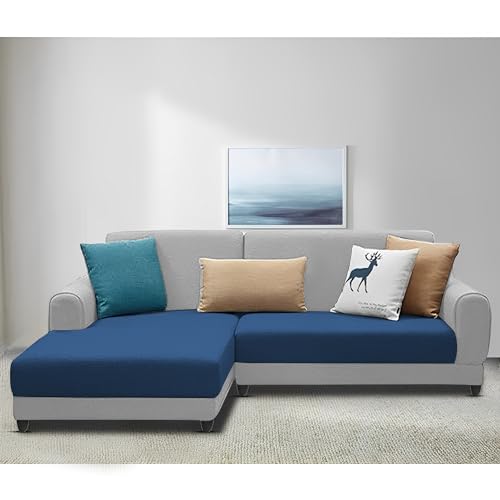 Image of Kraven LHS 4 Seater L Shape Sofa Set for Living Room (Blue Grey Fabric) Premium Fabric Sofa