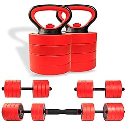 Pesas Ajustables 40 Kg CCLIFE Mancuernas Hierro Pesa Ajustables 2en1 y Barra, Pesas Hierro Pesa Rusa Mancuernas