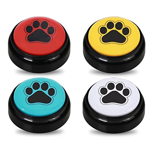 ChunHee Dog Speech Training Buttons Talking Sound Buttons-Recordable Buttons for Dogs-30 Seconds Record Button, Pack of 4 (Battery Included) Recordable Button (Battery Included)