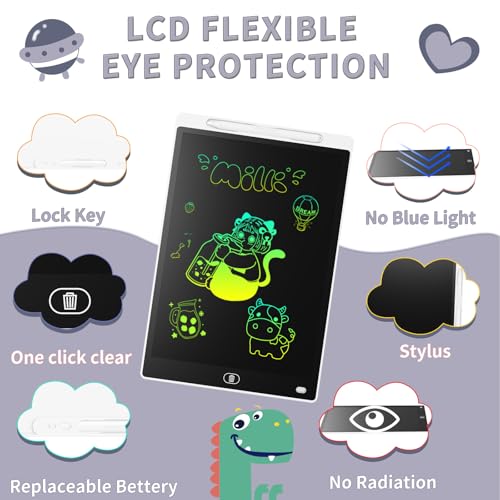 Image of [2 Pieces] 10 Inch LCD Colorful Writing Graphic Tablet, Erasable Drawing Board, Kids Gift, Graphic Board for Games for 3 4 5 6 7 Years (Black & White)
