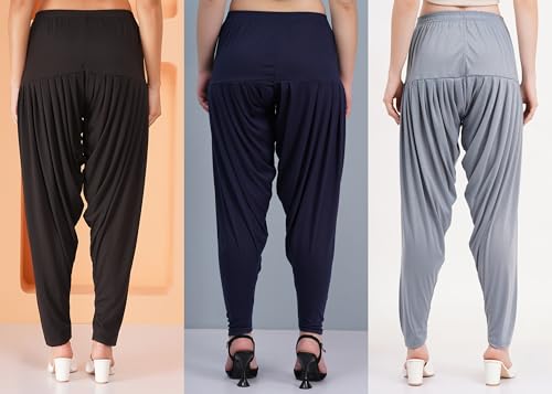Image of Buy That Trendz Patiyala Pants for Women 3 Combo Patiyala Salwar Harem Viscose Bottoms Pants for Womens