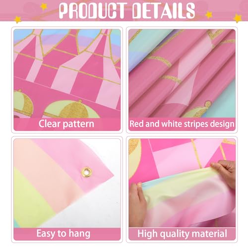 Image of Tingjoo 4 Pcs Princess Castle Door Banner Entryway Party Decorations Emerald Pink Castle Backdrop Hanging Banner Runner for Christmas Girls Birthday Holiday Wizard Party Baby Shower