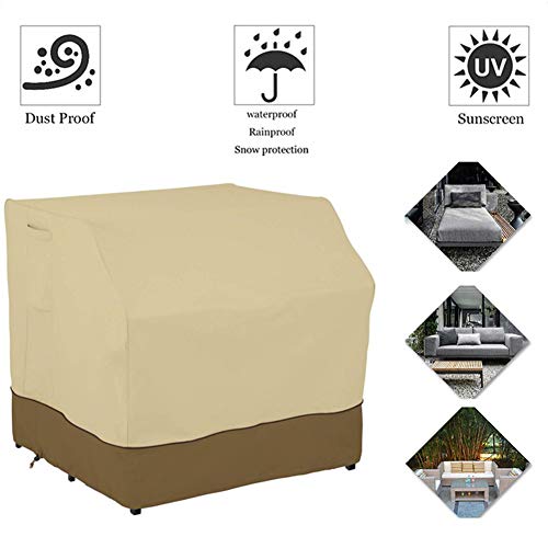 HYCZW Garden Chair Cover, 21D Oxford Outdoor High Back Chair Cover Waterproof Beige Garden Reclining Chair Seat Cover Patio Rattan Armchair Furniture Protector (104X101x96cm)