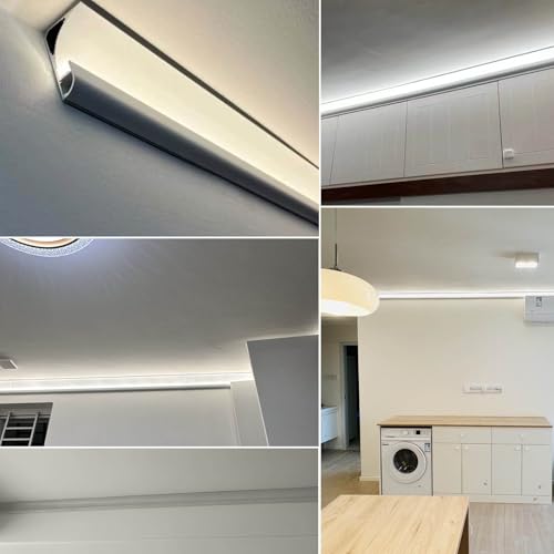 Moldura de techo con sistema de canal difusor para tiras LED en el hogar 7