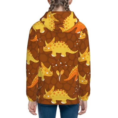 Dinosaurs and Leaves Kids Pullover Hoodies Boys Sweatshirts Girls Athletic Clothes with Pocket4