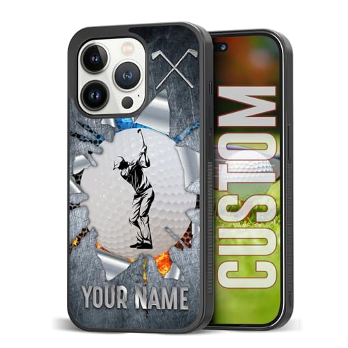 Eomnniofoy Custom Golf Phone Cases for Samsung S A Note Z FILP 3 4 5 6 for iPhone 8 11 12 13 14 15 16 17 Pro Max Plus Mini Name Number Gift Shockproof Silicone Phone Cases forMen Boys Dad Grey