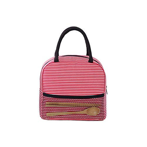 DREZZED Portable Stripe Lunch Bag Thermal Canvas Food Container Tote Handbag Lunch Bags
