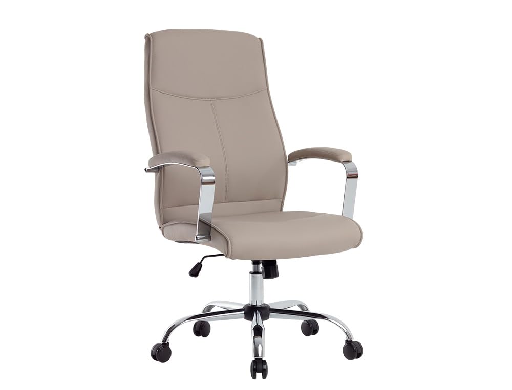 Chaise de direction similicuir gris et base métal élégante pour bureau