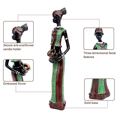 Cyykda 3Pack Vintage African Statue. Hand Sculpture African American Figurines. Exotic Tribal Lady African Art Piece For Home Decor. Figurines Home Decor. Room Decor For Women (Green) #TOP1