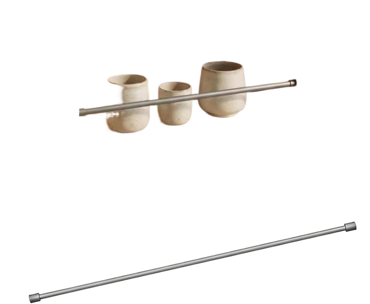 NIUSABOU Aluminum Shelf Guard, Shelf Rail 8mm Round Tube Pole Bookshelf Shoe Rack Cabinet 36-107cm Easy Install(48cm)