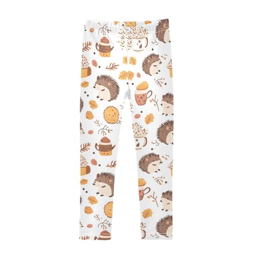 Wusikd Cute Hedgehogs Girls' Leggings Toddler Doodles Cookies Kids Yoga Pants Dance Active Tights 4T