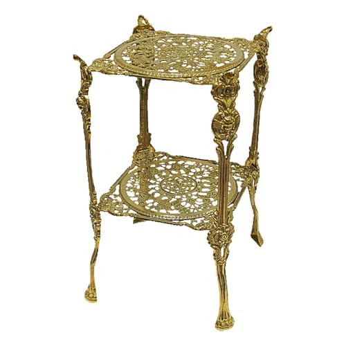 Pintici Barock Beistelltisch Messing Blumenständer Rund Telefontisch 44 cm x 25 cm Blumentisch Antik Jugendstill Pflanzenständer 82-294 quadratisch Neu
