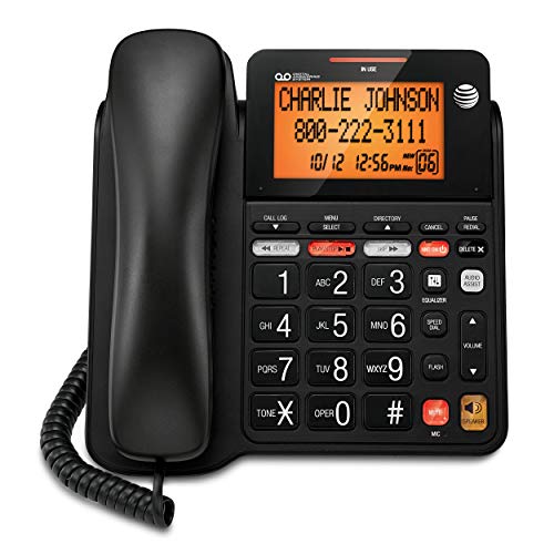 AT&T CD4930 Corded Phone with Answering System and Caller ID, Black (Renewed)