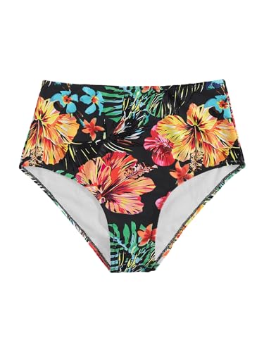 MakeMeChic Women's High Waisted Bikini Bottoms Floral Tropical Print Summer Swim Bottom