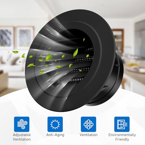 Image of Hon&Guan Soffit Vent 4 Inch with Built-in Fly Screen for Home, Black 1 Pack