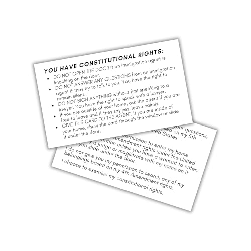 Constitutional Rights Card to Hand to Law Enforcement at Your Home 30pk 2x3.5” Wallet Size Legal...