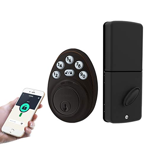Signstek Bluetooth Keypad Deadbolt Lock with APP, Password and Keys, Oil Rubbed Bronze