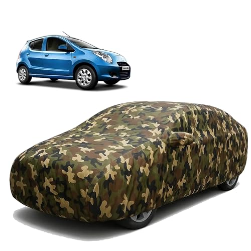 Image of Sulfar 100% Waterproof Car Body Cover Compatible with Mirror for Maruti Suzuki A-Star with Long Lasting Durable Material (Triple Stitched, Full Bottom Elastic, Camouflage Army)