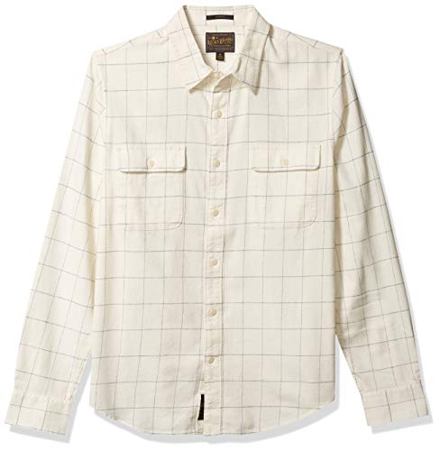 Lucky Brand Men's Long Sleeve Button Up Palisades Work Wear Shirt, White Plaid Multi, X Large
