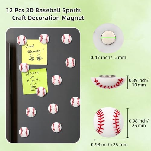 12 imanes decorativos de béisbol para refrigerador miniatura 2