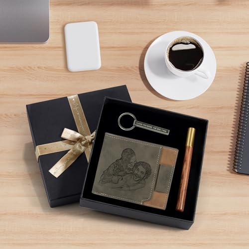 Mens Gift - Custom Wallet for Men Personalized Wallet Gift Set- Mens Birthday Gift Box Christmas Gift for Husband or Boyfriend2