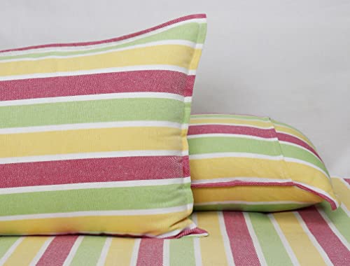 Image of AIRWILL, 200GSM Handloom Cotton Double Bedsheet with 2 Pillow Covers (Roman Stripe)