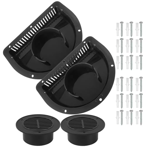 Calvana 2 Pack RV Vent Covers Universal Side Vent Cover for Trailers Trucks and Cargo Enclosures (Black)