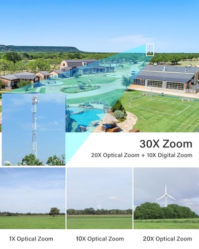 Image of Jennov 6MP PoE IP Camera Outdoor with Pan Tilt 20X Optical Zoom | 360 PoE Dome PTZ Security Camera with 160ft IR Night Vision, Spotlights Color Night Vision, Human Detection, Onvif Compatible