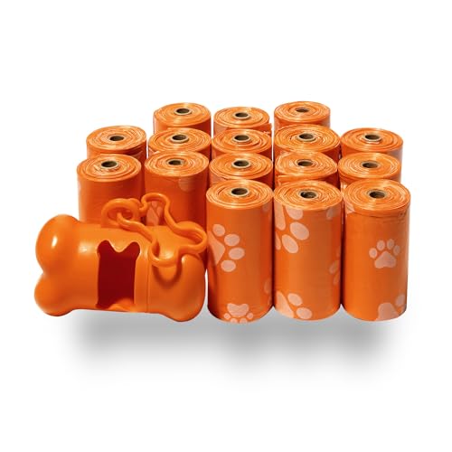 Image of Best Pet Supplies Dog Poop Bags for Waste Refuse Cleanup, Doggy Roll Replacements for Outdoor Puppy Walking and Travel, Leak Proof and Tear Resistant, Thick Plastic - Orange, 240 Bags