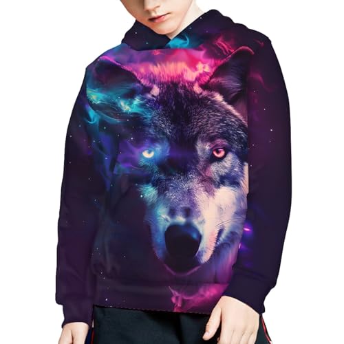 Image of GLUDEAR Teen Boys Girls Novelty Animal Galaxy Hoodies Sweatshirts Pullover