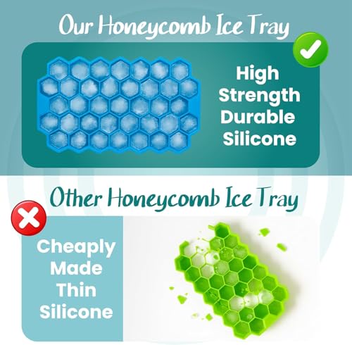 Image of Silicone Ice Cube Tray | Hexagon Shape Ice Mould | Flexible Easy Release Freezer Tray | Stackable Space Saving Design (Without Lid) (Pack of 1)