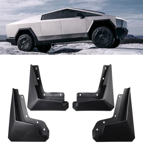 Image of Mud Flaps Splash Guards Compatible with Tesla Cybertruck 2024 Front & Rear Mud Flaps Set of 4 No Need to Drill Holes