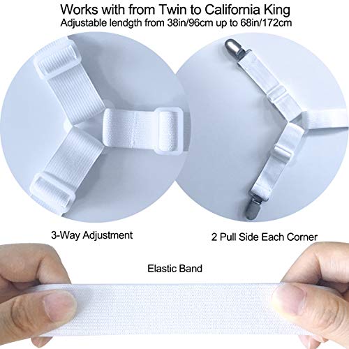 image for Siaomo Sheet Fasteners Suspenders Straps - Adjustable Crisscross Bed S