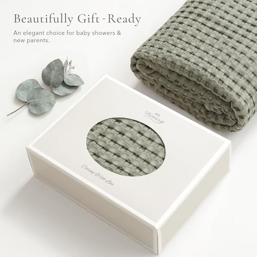 Image of Konssy Waffle Baby Blanket for Boys & Girls, Soft Newborn Swaddle Blanket
